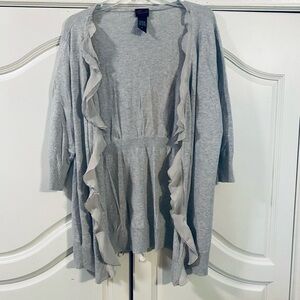 Torrid Light Gray Ruffle-Trim Open Cardigan